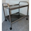 Image 2 : Charming Italian Cesare Lacca Bar Trolley - Chrome & Smoked Glass - Art Deco - 25"Tall 