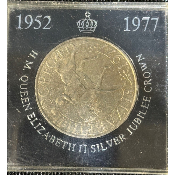 1977 Queen Elizabeth II Silver Jubilee Crown Coin 92.5% Silver 28.28 Grams
