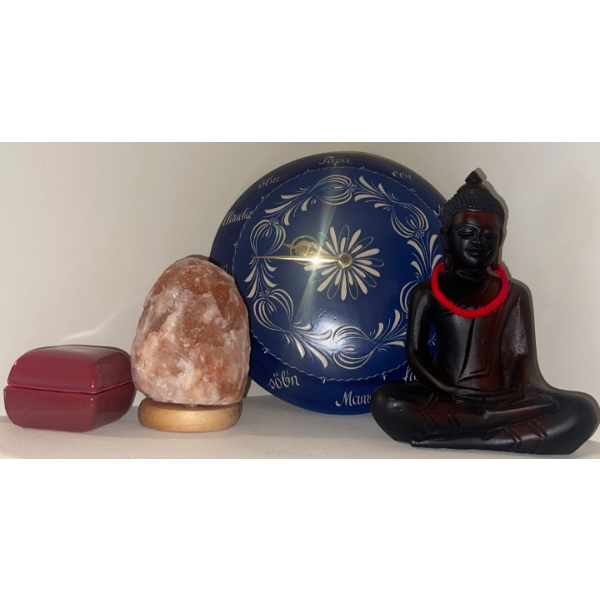 Scandic Hand Painted Wall Clock 10T Himalayan Salt Lamp Buddha & More 