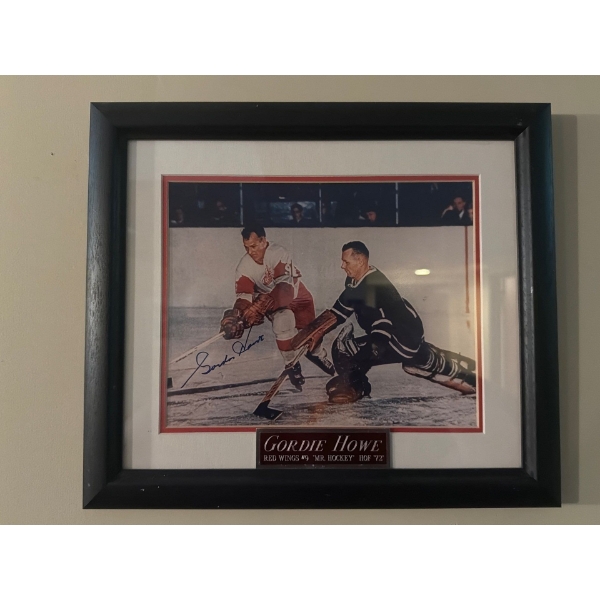 Gordie Howe "Mr. Hockey" Red Wings #9, H.O.F. 1972 Signed Photo 15 X 13, Framed Under Glass