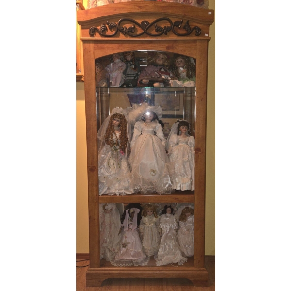 Wooden China Cabinet w/ Glass Doors (Contents NOT Included) - 37W, 15D, 83T 