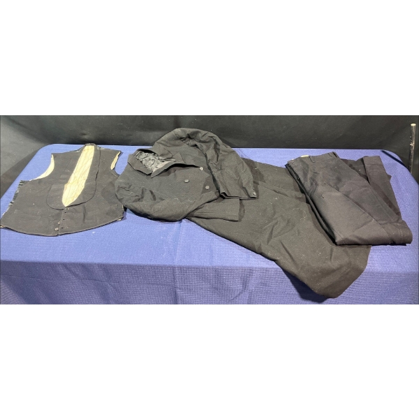 3/4 Length Double Breasted Dress Coat plus Suit Pants and Vest (mens small/medium)