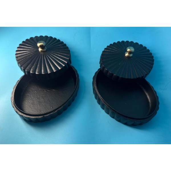 Decorative Pair of Trinket Boxes - 7W, 5.5D Each 