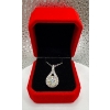 Image 3 : 3ct Round Moissanite with 24 Round Cubic Zirconia in Tear Drop Halo in 925 Silver Pendant
