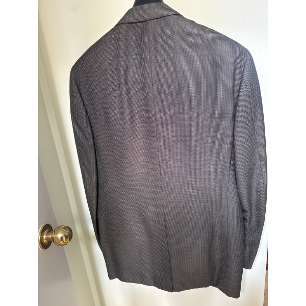 Canali 42 Tall Blazer, Made in Italy, Gray Patterned Fabric