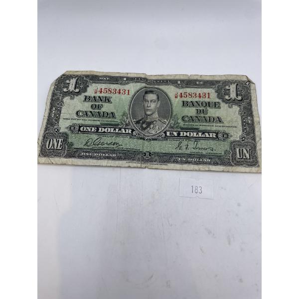 1937 $1 Canadian Banknote