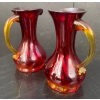 Image 2 : Cranberry Glass: Vintage Amberina Blown Glass Vases (2) 
