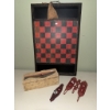 Image 1 : Wooden Checkerboard, Painted Box, and Red Metal Hardware
