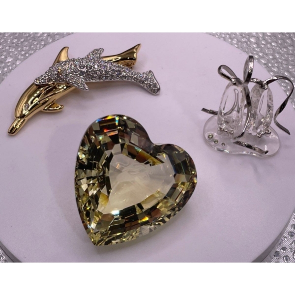 Swarovski Crystal Double Dolphin Brouch, Ballerina Shoes and Yellow Heart  