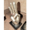Image 10 : Silver Polystone Decorative Hands Sculptures 11"Tall  w/ Tasselled Jute Decor 