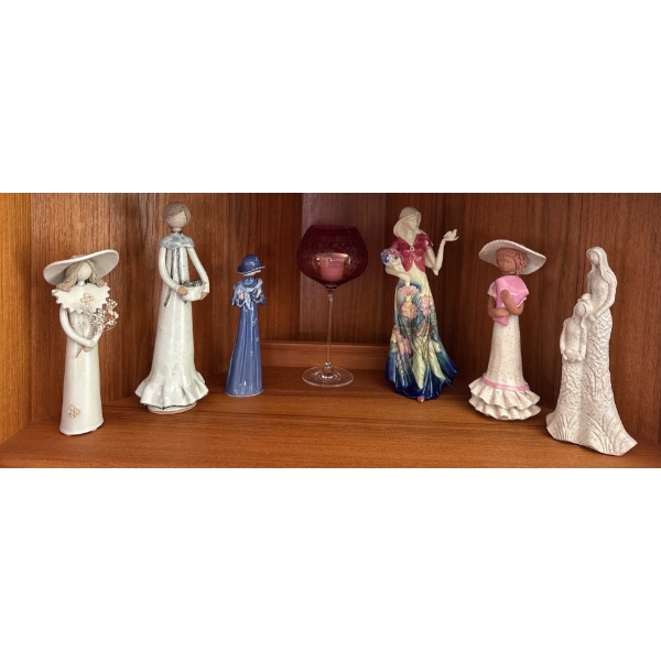 Various Figurine Collection Incl. Lovely Red Intricate Wine  Class 