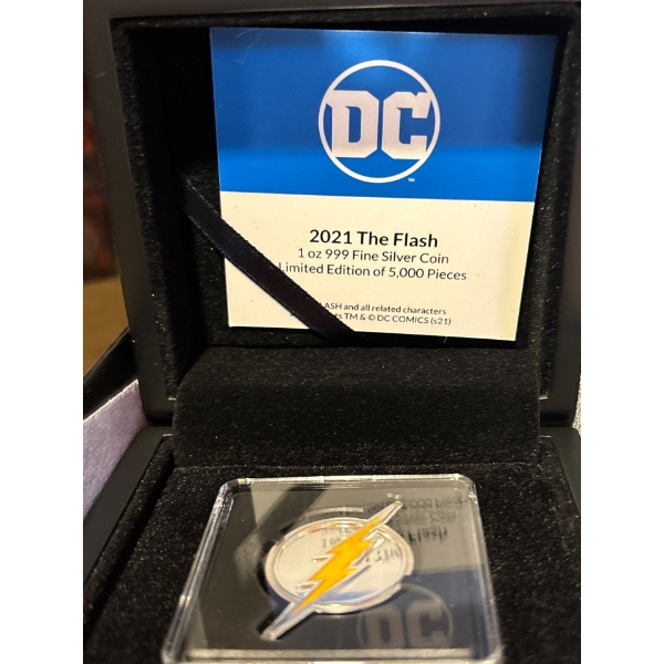 THE FLASH EMBLEM – 2021 1 OZ PURE SILVER PROOF LIGHTNING-SHAPED COIN – NIUE – NZ MINT

