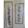 Image 1 : Pair of Framed Floral Needlepoint Pictures.  8 1/2 w, 23 h & 8 1/2 w, 31 h