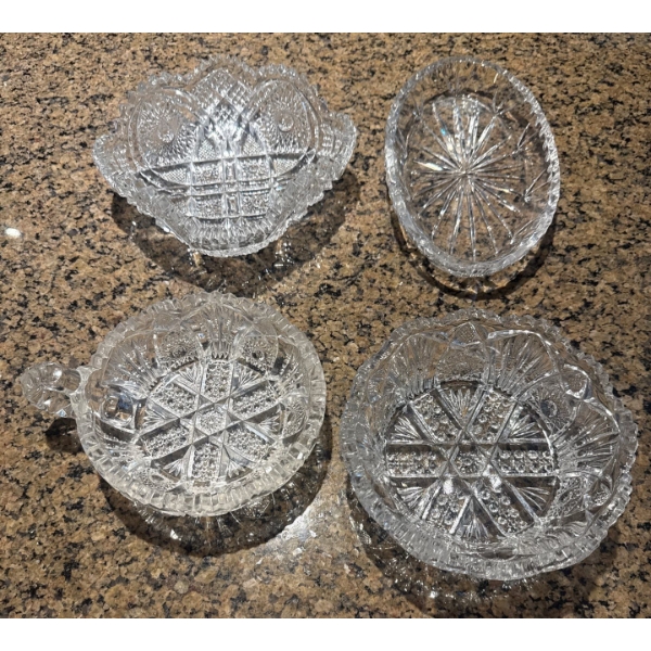 American Brilliant Period Cut Glass Crystal Serving Bowls (4)