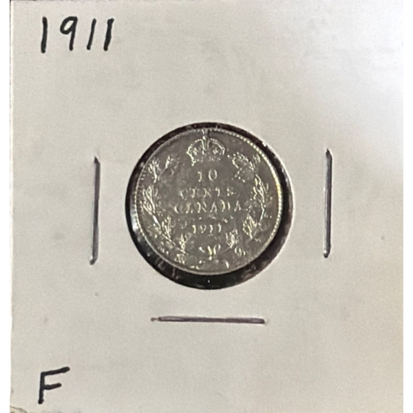 1911 EF Canadian Dime 92.5% Silver