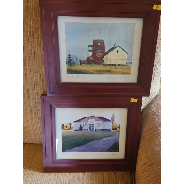 Framed Prints by Frank Shinyei (13"W, 11"T) "Museum Pieces" and "Little White School" 