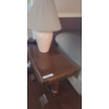 Image 1 : Folding Wood End Table w Drawer 35 w (sides open) x 18 h & Ceramic Lamp 26 h