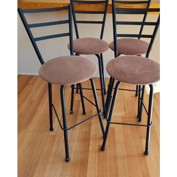 Four Metal Barstools w/ Upholstered Seat 16 W, 16 D, 43 T 