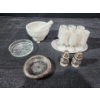 Image 1 : Onyx Marble Goblets and Dish, 1950's S&P Shakers, Starburst Coasters, Mortar and Pestle