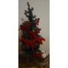 Image 3 : Lovely Fabric Red Bench (51W, 19D, 18T) w/ Lamp (Broken), and Lovely Holiday Tree 