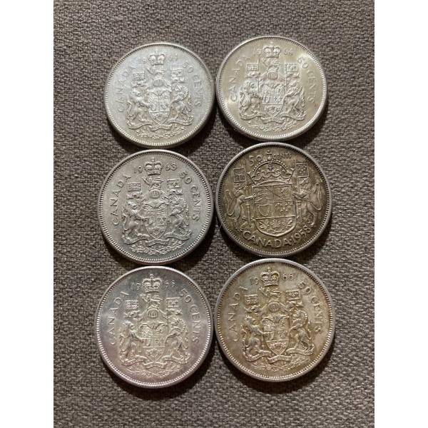 Canadian 50-cent Pieces 11.66 g Silver (.800)