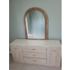 Image 1 : Vintage MDF Dresser w/ 3 Drawers, Side Cabinets 60 W, 16 D, 28.5 T and Attached Mirror 30 X 40