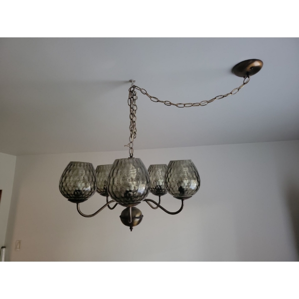 Mid Century Modernist Six Arm Chandelier - Retro Ceiling Light