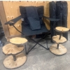 Image 1 : Black Folding Camp Chair with Accessories and Wooden Multi-Tier Display Stands