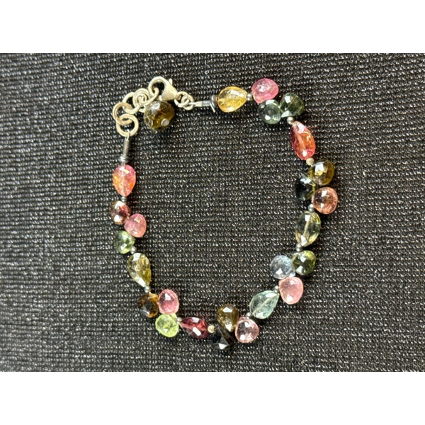 Sterling Silver Natural Multicolor Tourmaline Bracelet