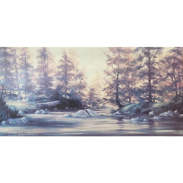 James Mastic "Serene Forest & Lake Scene" Framed Print