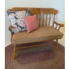 Image 1 : Country Chic Oak Spindle Bench w/ Throw Cushions 42x27x32