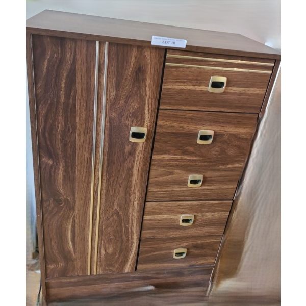 Vintage Storage Cabinet w 5 Drawers & 1 Cupboard 32 w, 16 d, 45 h