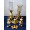 Image 1 : Vintage Brass/Glass Accent Lamps w/ Candle Stick Holders & more