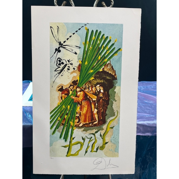 Salvador Dalí Lithograph Print "6 Part Tarot Series: Ten of Staves" Number 71/250
