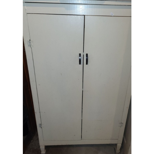 Wooden Cupboard Painted White with 4 Shelves 52 T, 31 L, 18 W
