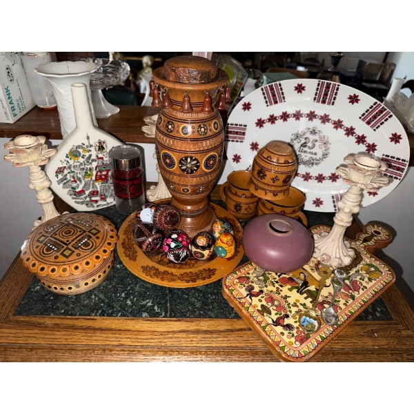Ukrainian Table Swag - Platter Wood Plate Trinket Box Cutting Board & More 