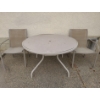 Image 1 : Patio Table w/ Wooden Top 47.5 W, 28 T and Two Chairs 23.5 W, 21.5 D, 33.5 T