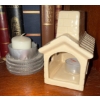 Image 4 : German Book Collection w/ Assorted Shelf Decor - Hand Carved Book Ends Bunny Figurines Candles & Mor