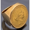 Image 2 : Stunning Vintage 750 (18k) Men's Gold Ring w/ Coin (1989 German 20 Mark Gold Coin), Weighs 17.6g 