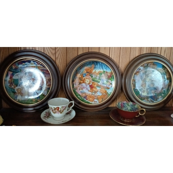 Franklin Mint's Heirloom Plates 'A Teddy Bears Picnic, "Teddy Bear's Fair" & "Teddy Bears Tea Party"