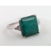 Image 1 : 4.6 ct Certified Silver Emerald gemstone Ring ($4,220 Appraisal)
