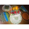 Image 3 : Six Large Serving Plates W/ Faux Fruit Bowl & Fruit + Gold Plated Cutlery & Tabletop Candles