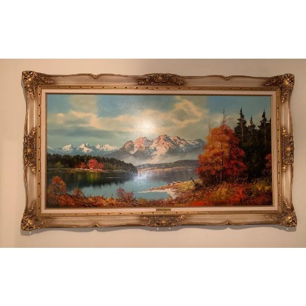 Hoffer Oil on Canvas Art Mountain Landscape 56x32