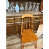 Image 4 : 4 VTG BEADED TOP GLASS OIL HURRICANE LAMP CHIMNEY GLOBE plus 4 others, and wooden chair. 