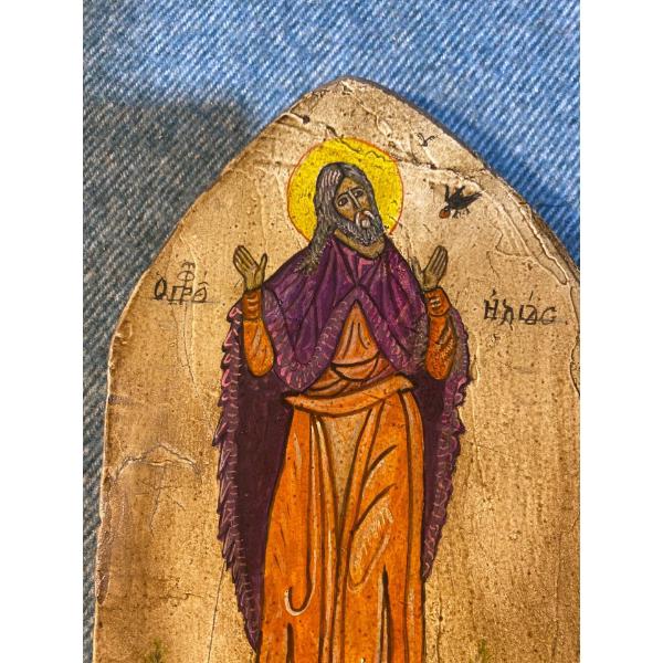 Painting Of Religious Icon On Wooden Slab