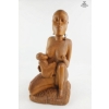 Image 1 : Hand-Carved Wooden Sculpture Depicting A Mother And Child 21''INCHES HEIGHT.