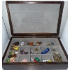 Image 2 : Men's Wooden Jewelry Box w/Assortment Of Collectible Pins & Button