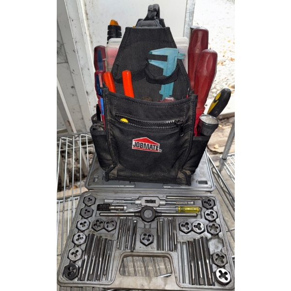 Electrician's Tool Pack In Jobmate Tool Tote w/ Standard Tap & Die Set