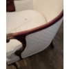 Image 4 : Upholstered Beige Chair w/ Carved Wood Detail 27 W, 26 D, 44 T 