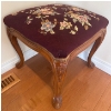 Image 1 : Antique French Louis XV Foot Stool w/ Embroidered Floral Upholstery 16x17